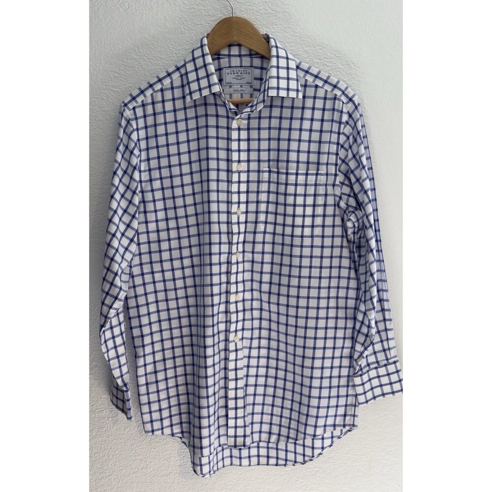 Charles Tyrwhitt Men's Non-Iron Blue White Dress Shirt 15.5/33 in Retail $119